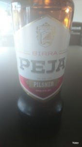 Peja, Kosovo beer. Foggy phone lens