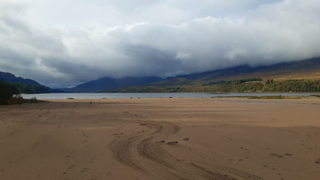 Sandy beach on Loch Laggan