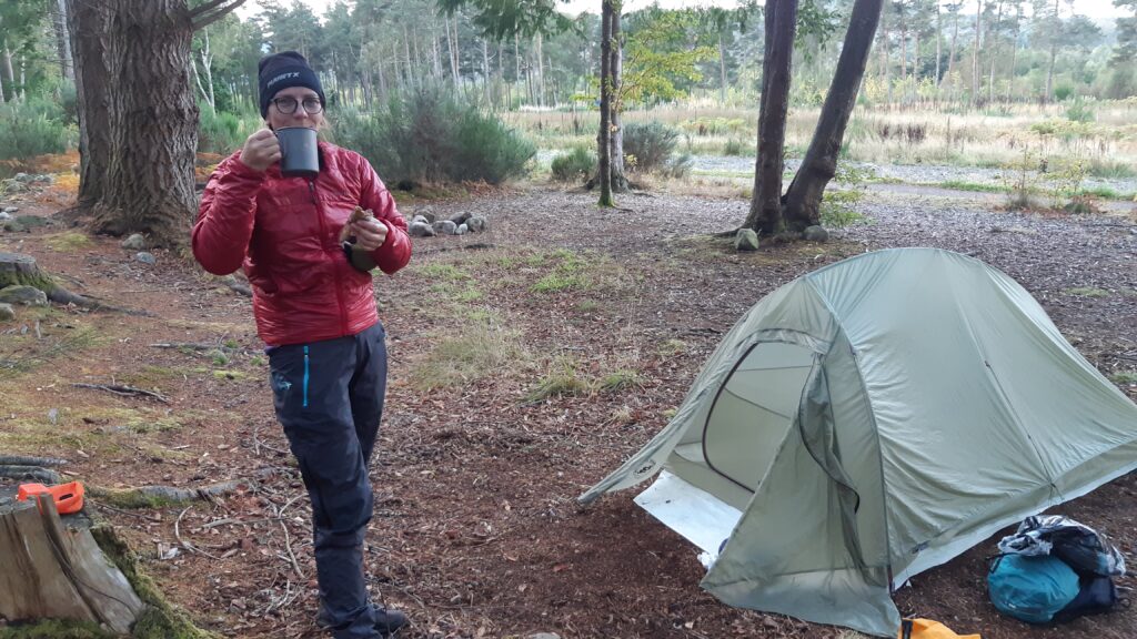 Coffee and porridge at camp is such a novelty, having never carried cooking stuff before