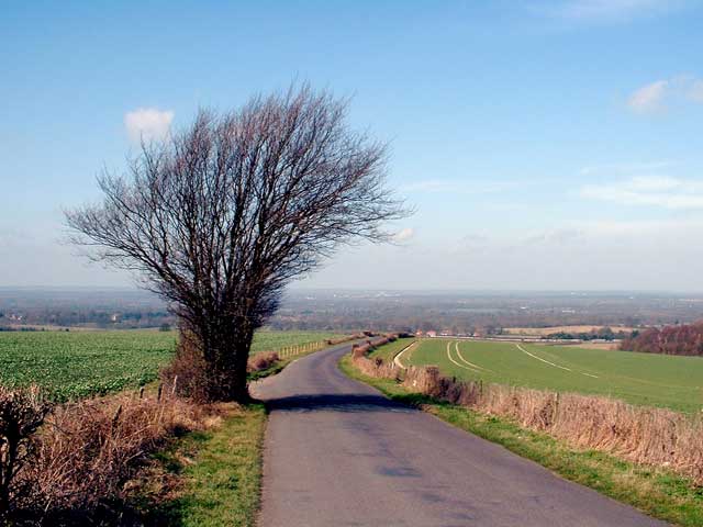 Surrey Hills - The view toward East Clandon coming down from Combe Bottom, www.herneweb.com